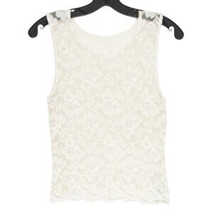 Vintage Ann Taylor Tank Top Lace Coquette Cottage Y2K Romantic Fairy Cream Large